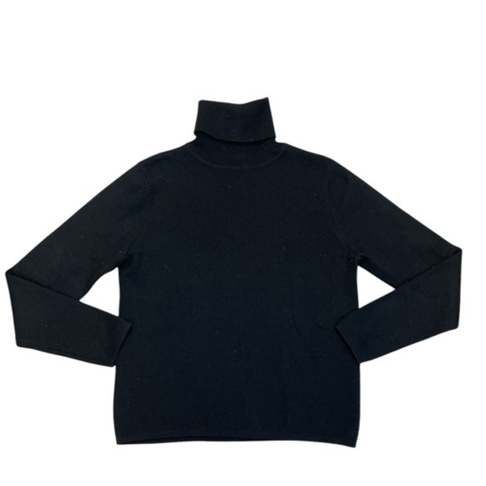 100% Italian Merino Wool Black Slim Fit Turtleneck Sweater Mercer & Madison